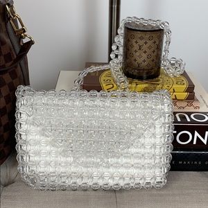zara clear beaded bag